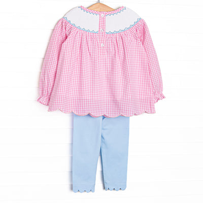 Here Comes the Sunflower Smocked Legging Set, Pink