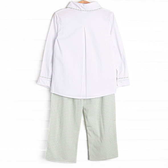 Garden Gingham Pant Set, Green
