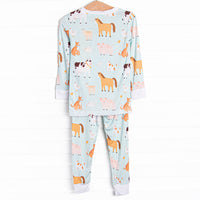 Barnyard Bedtime Bamboo Pajama Set, Green