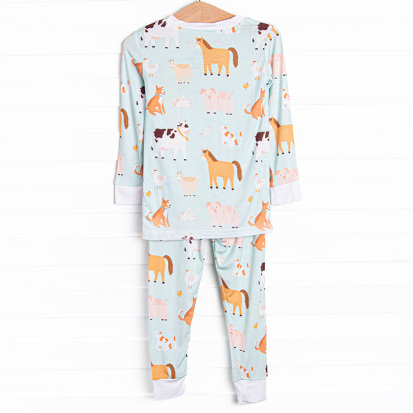 Barnyard Bedtime Bamboo Pajama Set, Green