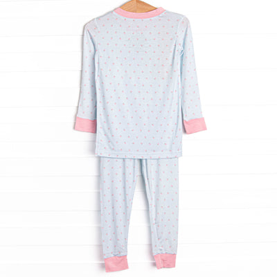 Blue Sky Berries Bamboo Pajama Set, Blue