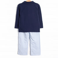 Levi Pant Set, Navy and Light Blue Stripe