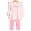 Wrapped in Ribbons Applique Legging Set, Pink