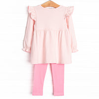 Wrapped in Ribbons Applique Legging Set, Pink