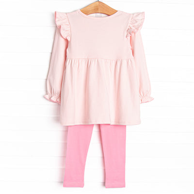 Wrapped in Ribbons Applique Legging Set, Pink