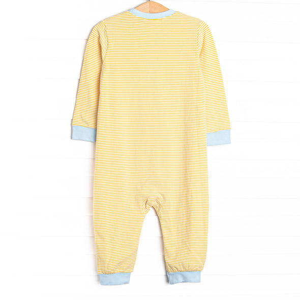 Caution Construction Applique Romper, Yellow
