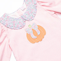 Pretty Pretty Pumpkin Applique Collared Dress, Pink