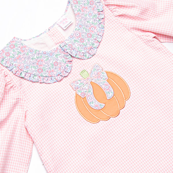 Pretty Pretty Pumpkin Applique Collared Dress, Pink