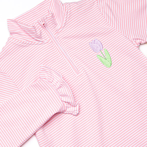 Tulip Bloom Embroidered Pullover, Pink