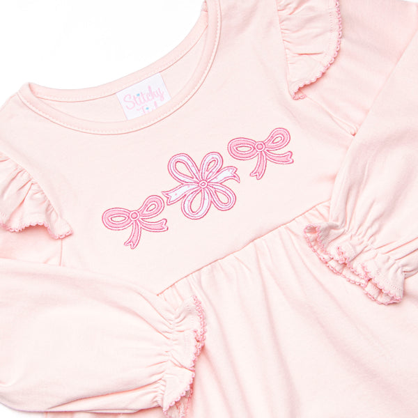 Wrapped in Ribbons Applique Legging Set, Pink