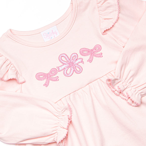 Wrapped in Ribbons Applique Legging Set, Pink