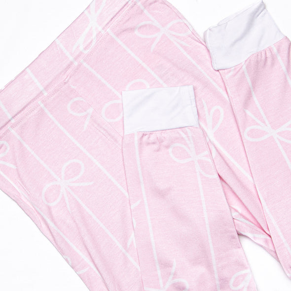 Ribbon Rows Bamboo Pajama Set, Pink