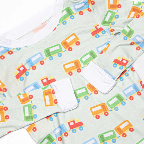 Railcar Rest Bamboo Pajama Set, Green