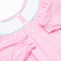 Here Comes the Sunflower Smocked Skirted Bubble, Pink