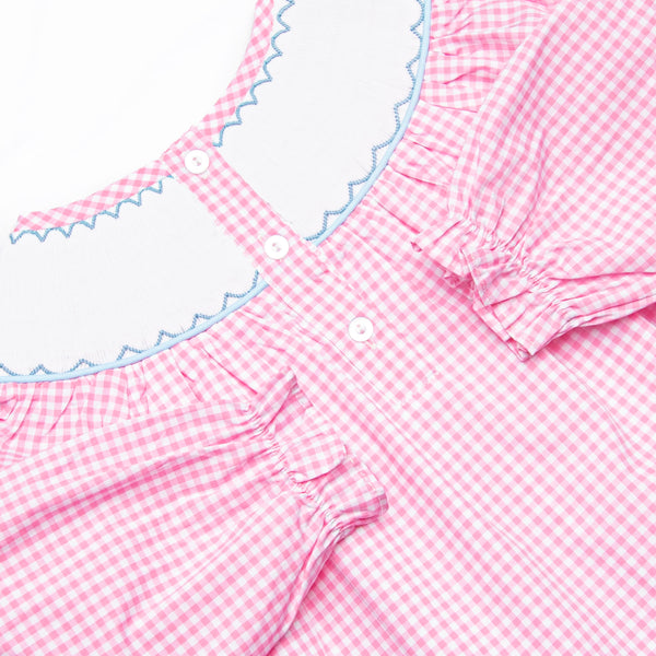 Here Comes the Sunflower Smocked Skirted Bubble, Pink