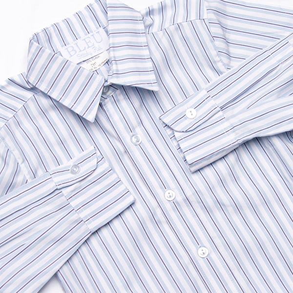 Bleu: Conrad Button-Up Shirt, Blue Stripe