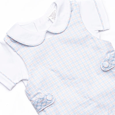 Bleu: Theodore Smocked Shortall, Blue Plaid