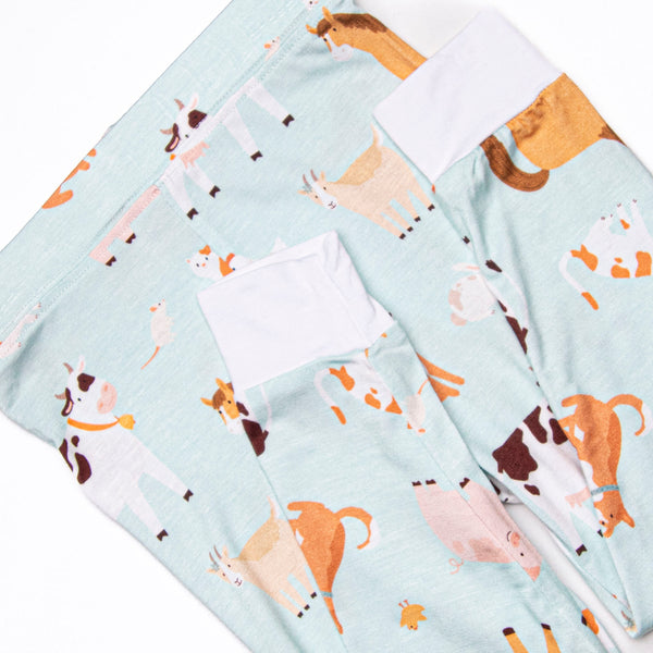 Barnyard Bedtime Bamboo Pajama Set, Green