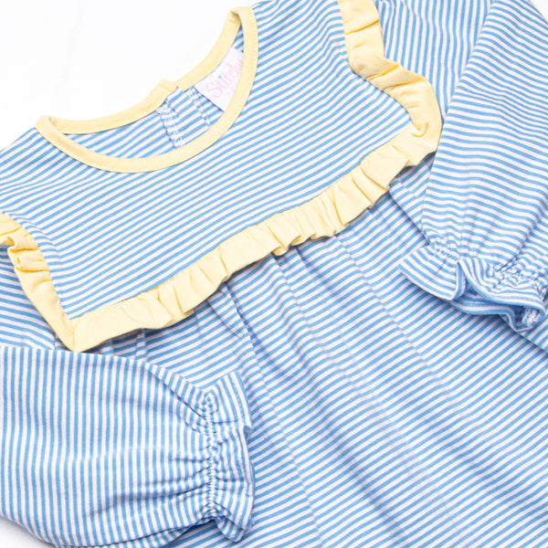 Bonnie Long Sleeve Bubble, Yellow and Medium Blue Stripe