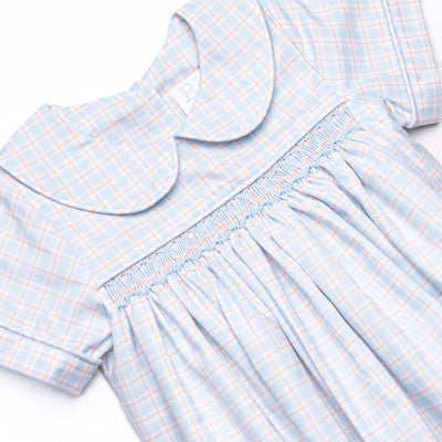 Bleu: Theodore Smocked Bubble, Blue Plaid
