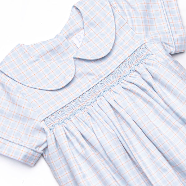 Bleu: Theodore Smocked Bubble, Blue Plaid