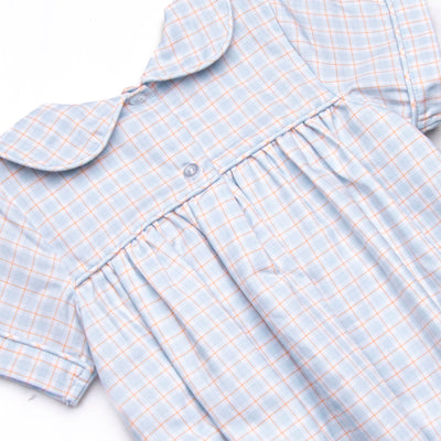 Bleu: Theodore Smocked Bubble, Blue Plaid