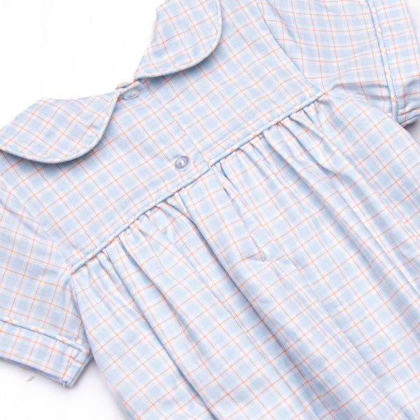 Bleu: Theodore Smocked Bubble, Blue Plaid