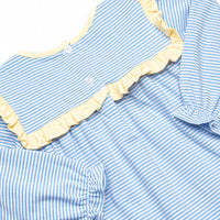 Bonnie Long Sleeve Dress, Yellow and Medium Blue Stripe