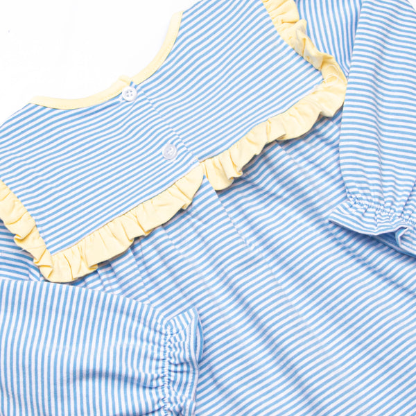 Bonnie Long Sleeve Dress, Yellow and Medium Blue Stripe