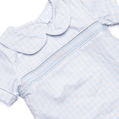 Bleu: Theodore Smocked Short Set, Blue Plaid