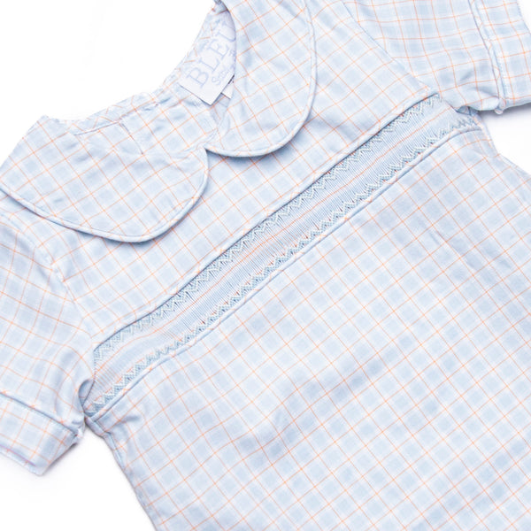 Bleu: Theodore Smocked Short Set, Blue Plaid
