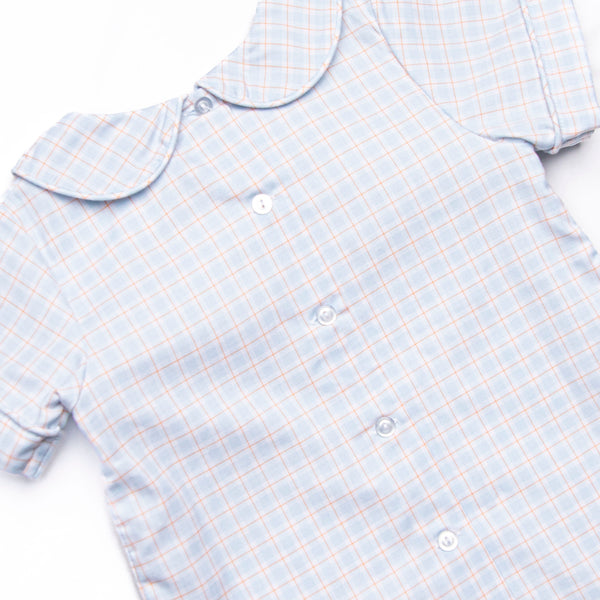 Bleu: Theodore Smocked Short Set, Blue Plaid