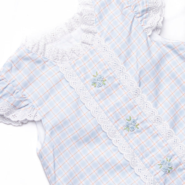 Bleu: Greer Embroidered Dress, Blue Plaid