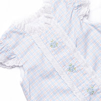 Bleu: Greer Embroidered Bubble, Blue Plaid