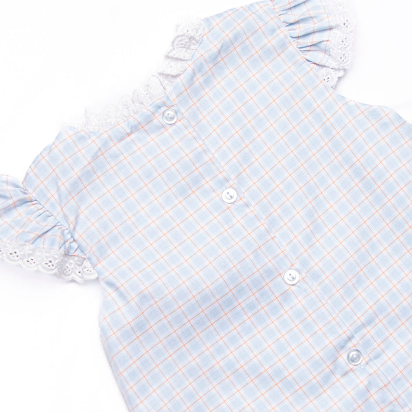 Bleu: Greer Embroidered Dress, Blue Plaid