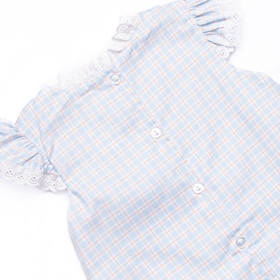 Bleu: Greer Embroidered Bubble, Blue Plaid