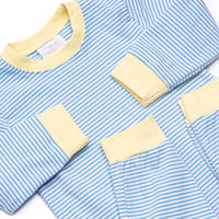 Luca Romper, Yellow and Medium Blue Stripe