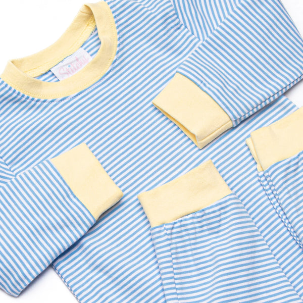 Luca Romper, Yellow and Medium Blue Stripe