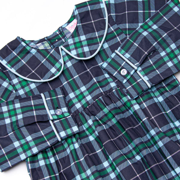 Campbell Long Sleeve Bubble, Navy Plaid