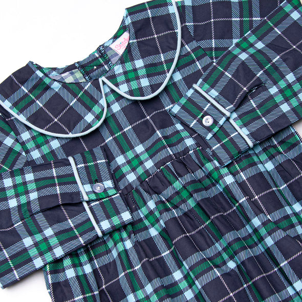 Campbell Long Sleeve Bubble, Navy Plaid