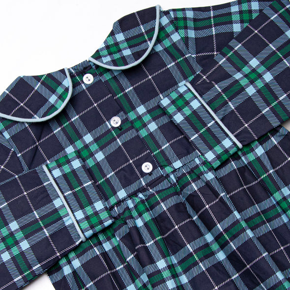 Campbell Long Sleeve Bubble, Navy Plaid