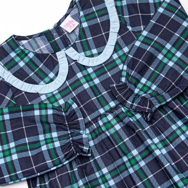 Campbell Long Sleeve Legging Set, Navy Plaid