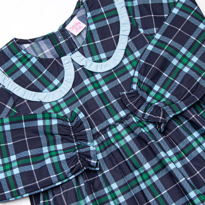 Campbell Long Sleeve Diaper Set, Navy Plaid
