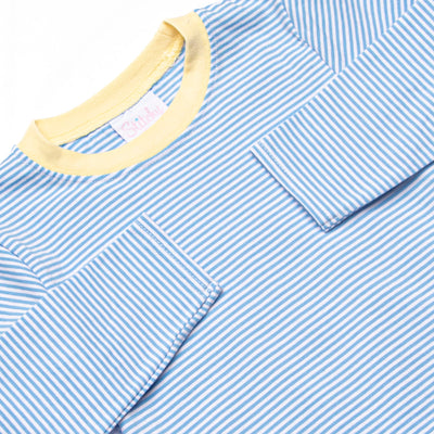 Charles Long Sleeve Pant Set, Yellow and Medium Blue Stripe