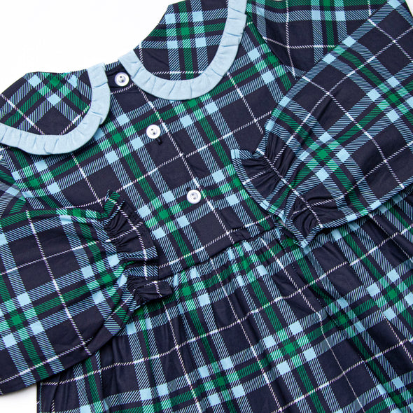 Campbell Long Sleeve Diaper Set, Navy Plaid