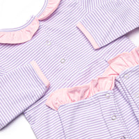 Lexie Ruffle Romper, Light Pink and Purple Stripe