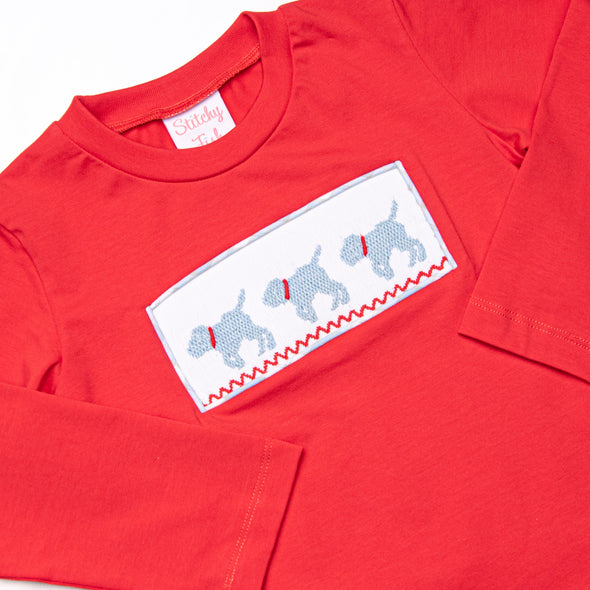 Plaid Pals Smocked Pant Set, Blue and Tan Plaid