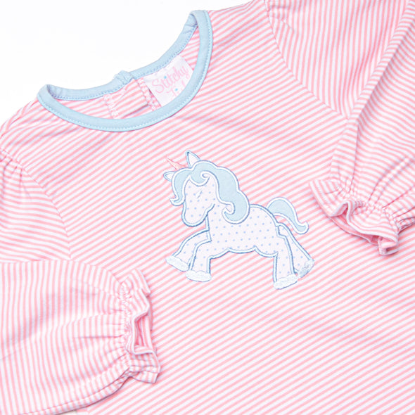 Prancin' Pony Applique Dress, Pink Stripe