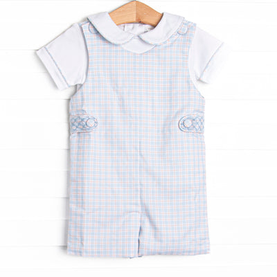 Bleu: Theodore Smocked Shortall, Blue Plaid