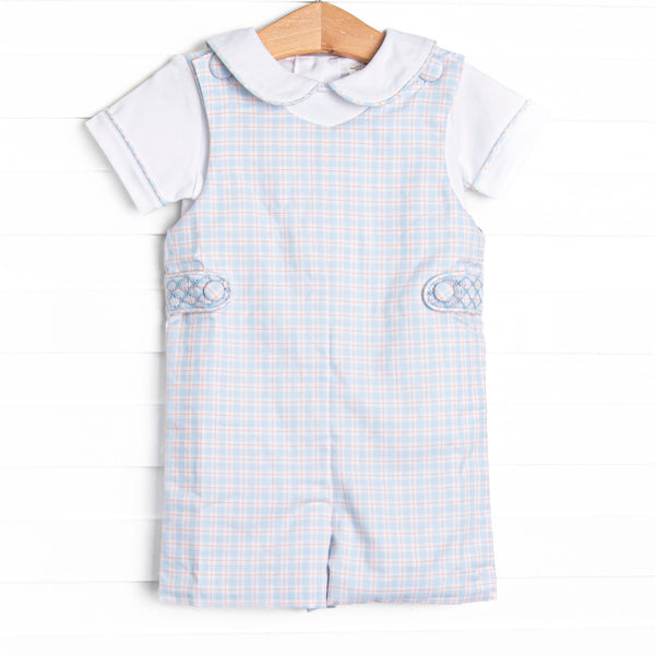 Bleu: Theodore Smocked Shortall, Blue Plaid
